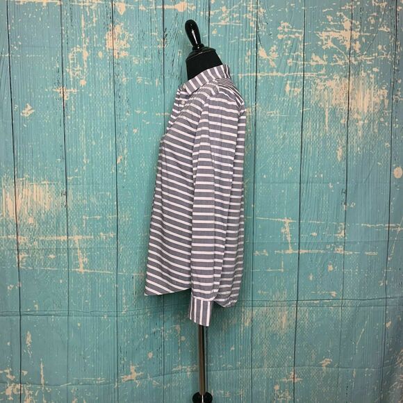 BANANA REPUBLIC Gray White Striped Long sleeves Button-Up Shirt XS - Picture 7 of 11
